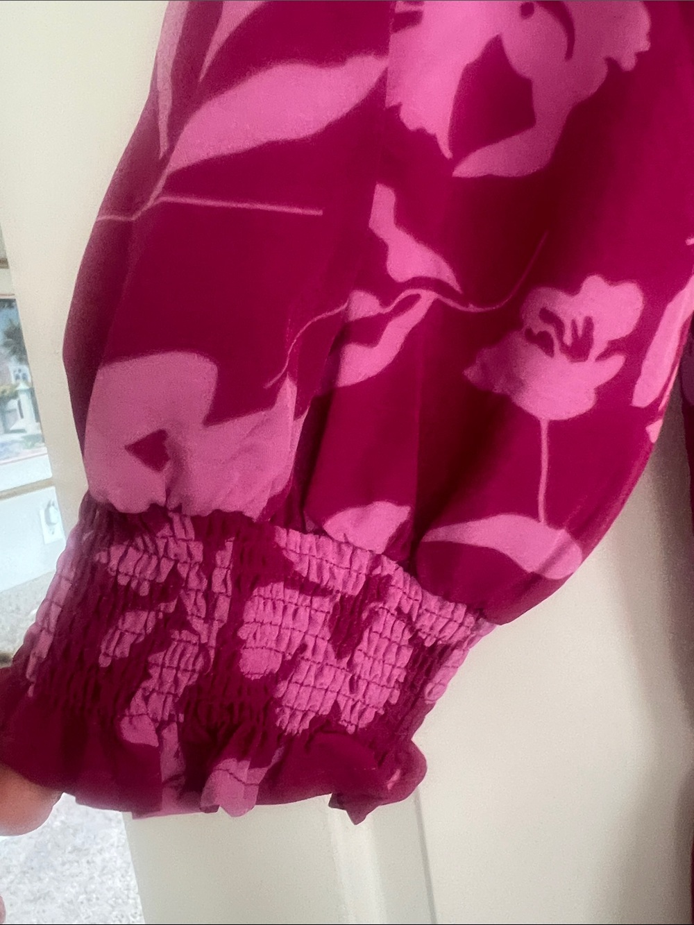 Umgee Fuchsia and Light Pink Floral Tiered Midi Dress - Picture 3 of 5